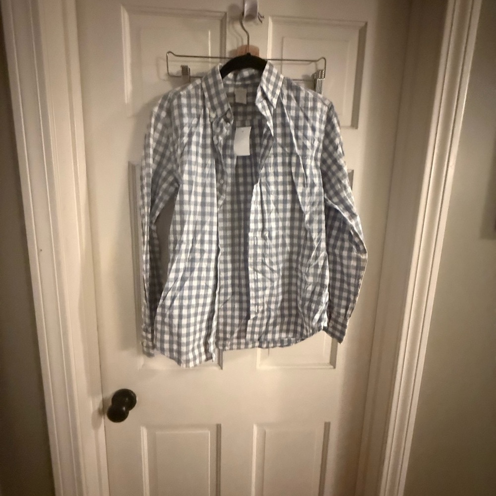 Crewcuts Blue and White Plaid Kids Button Down Shirt